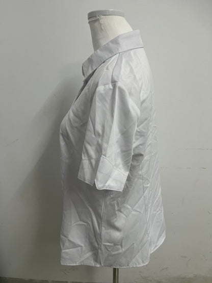 Salurair Chemises White Short-Sleeve Shirt Minimalist & Smart Comfortable & Skin-Friendly Essential for Multi-Scene Outfits in Workplace and Daily Life
