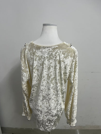Salurair Sleepwear Velvet Ruffled Pajama Top Light Luxury Retro Comfortable & Skin-Friendly A Fashionable Loungewear for Home and Outing