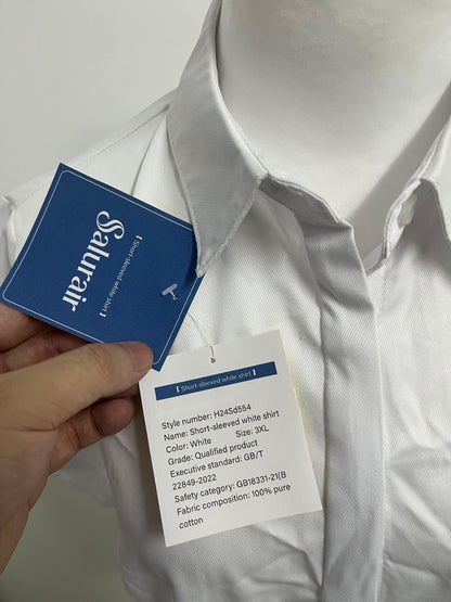 Salurair Chemises White Short-Sleeve Shirt Minimalist & Smart Comfortable & Skin-Friendly Essential for Multi-Scene Outfits in Workplace and Daily Life