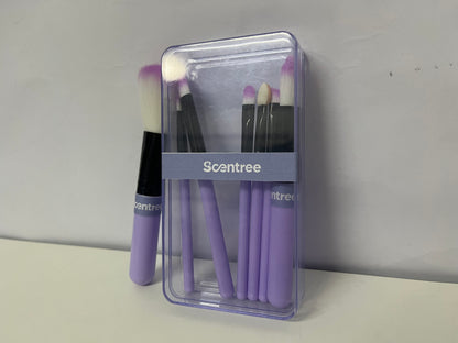 Scentree 7-Piece Purple Cosmetic Brush Set: Soft Synthetic Bristles with Portable Storage Case – Versatile Makeup Tools for Daily/Travel Use