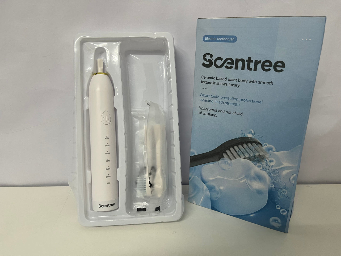 Scentree Multi-Mode Electric Toothbrush: White Ceramic Baked Paint Body with 6 Cleaning Modes & Waterproof Design – Premium Oral Care Tool for Daily Use