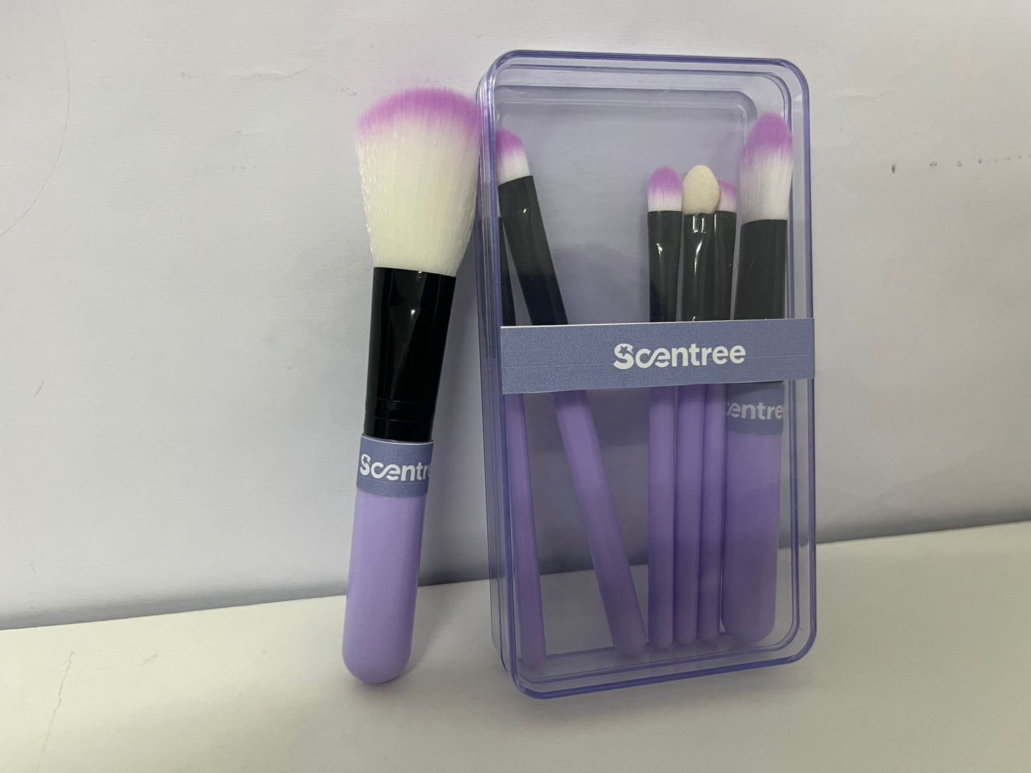 Scentree 7-Piece Purple Cosmetic Brush Set: Soft Synthetic Bristles with Portable Storage Case – Versatile Makeup Tools for Daily/Travel Use