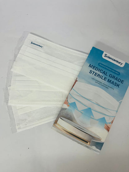 Sciencentury Medical Grade Sterile Face Masks - 98%+ Bacterial Filtration Efficiency (BFE), Breathable 3-Layer Design, Soft & Comfortable for Daily Protection