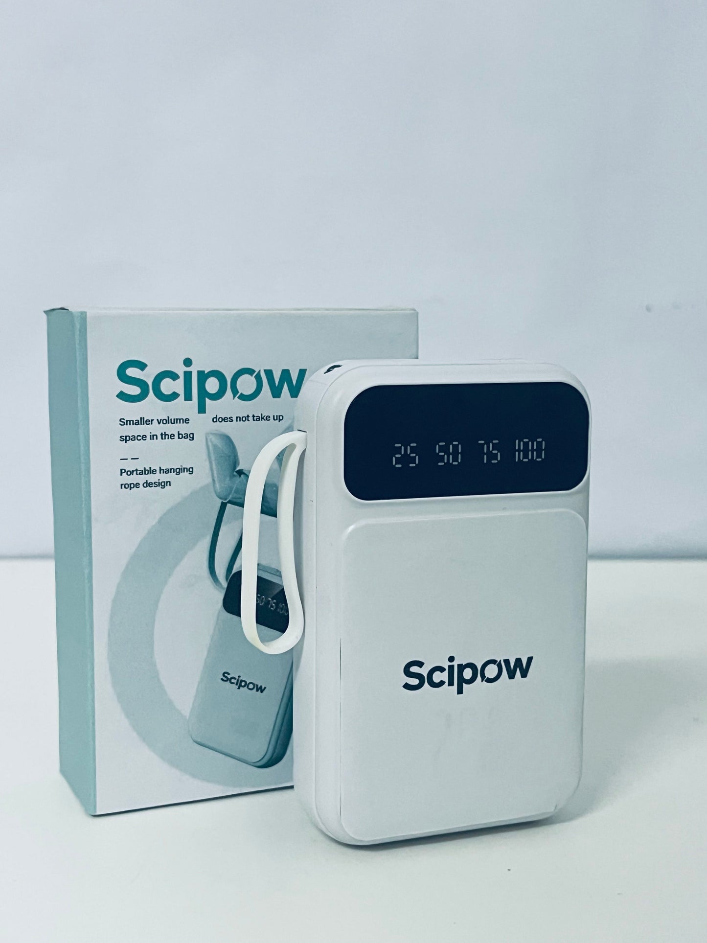 Scipow Portable Digital Display Power Bank Compact & Lightweight Lanyard Design A Thoughtful Companion for On-the-Go Charging