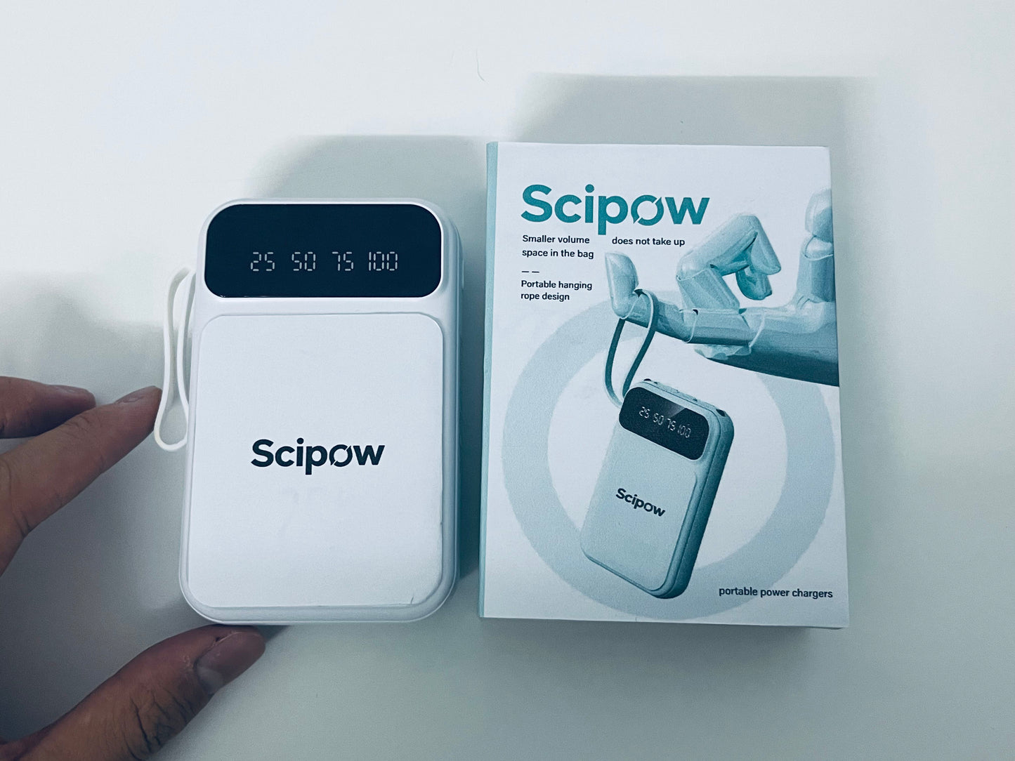 Scipow Portable Digital Display Power Bank Compact & Lightweight Lanyard Design A Thoughtful Companion for On-the-Go Charging