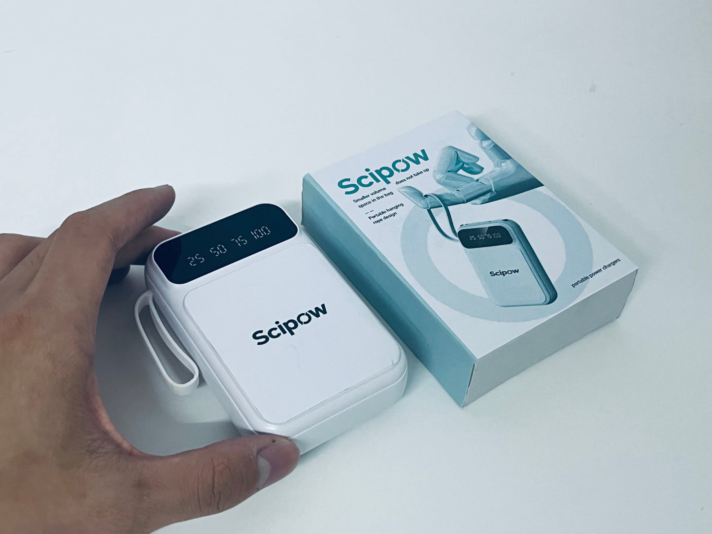 Scipow Portable Digital Display Power Bank Compact & Lightweight Lanyard Design A Thoughtful Companion for On-the-Go Charging
