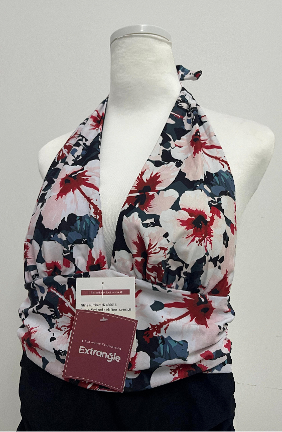 Extrangle Swim suits Botanical Print Monokini: Open Back, Deep V, Soft Stretch Fabric with Removable Paddings