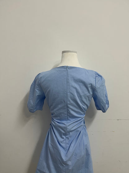 Sealove Square Neck Puff Sleeve Ruched Waist Dress - Encounter French Romance, Define Summer Elegance