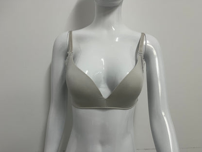 [Seamcity Bras]-Light Gray Lace Backless Bra - Wireless Breathable Comfortable Lingerie