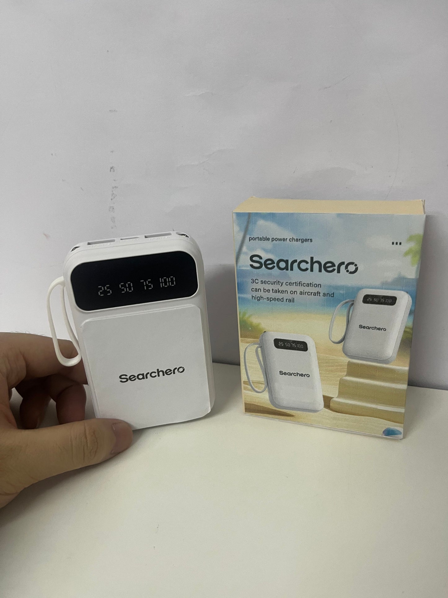 【Searchero Portable power chargers】——Searchero Portable Power Bank with Digital Display - Airplane-Ready High-Capacity Charger