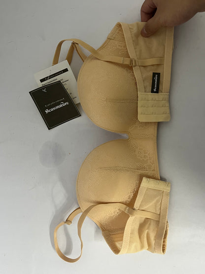 Seasonature  Minimizer Bras for Women Full Coverage Seamless Unlined Lace Bra with Underwire Support for Large Breasts, T-Shirt Bra