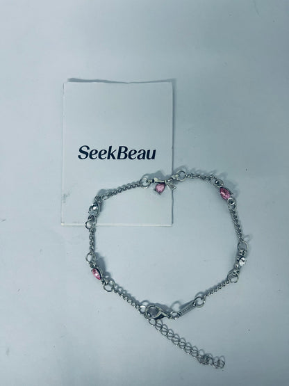 SeekBeau Bracelets Delicate Zircon Cherries Flowers Stylish Peach Cherries Flower Wrist Chain Unique Charm for Girls