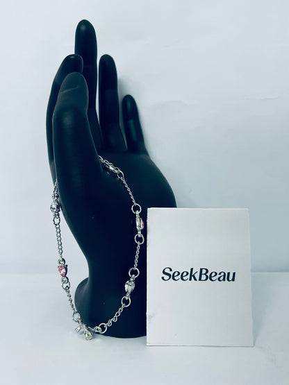 SeekBeau Bracelets Delicate Zircon Cherries Flowers Stylish Peach Cherries Flower Wrist Chain Unique Charm for Girls