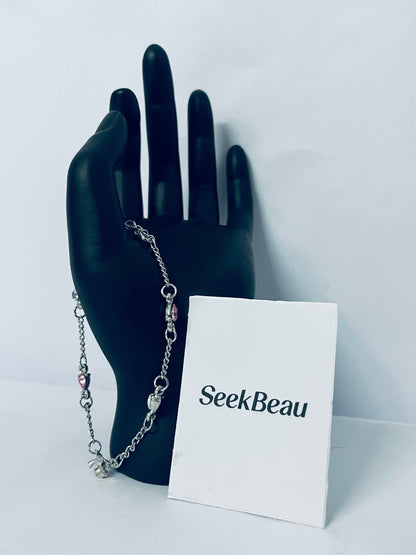 SeekBeau Bracelets Delicate Zircon Cherries Flowers Stylish Peach Cherries Flower Wrist Chain Unique Charm for Girls