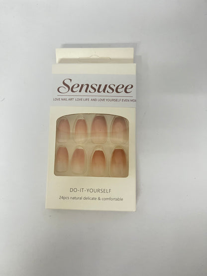 Sensusee Coffin Acrylic Fake Nails Design,Nail glue included,Long Super Bling Press on Nails,Reusable Bling French Acrylic Daily False Nail Kits for Women