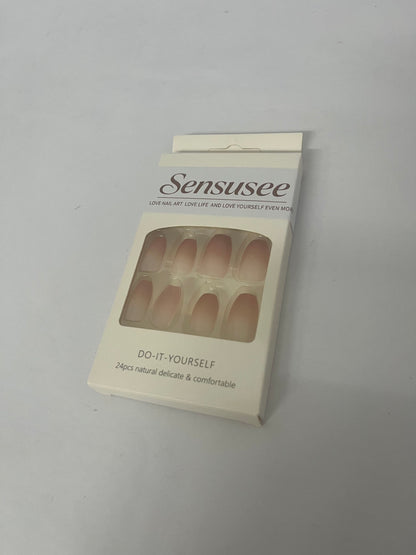 Sensusee Coffin Acrylic Fake Nails Design,Nail glue included,Long Super Bling Press on Nails,Reusable Bling French Acrylic Daily False Nail Kits for Women