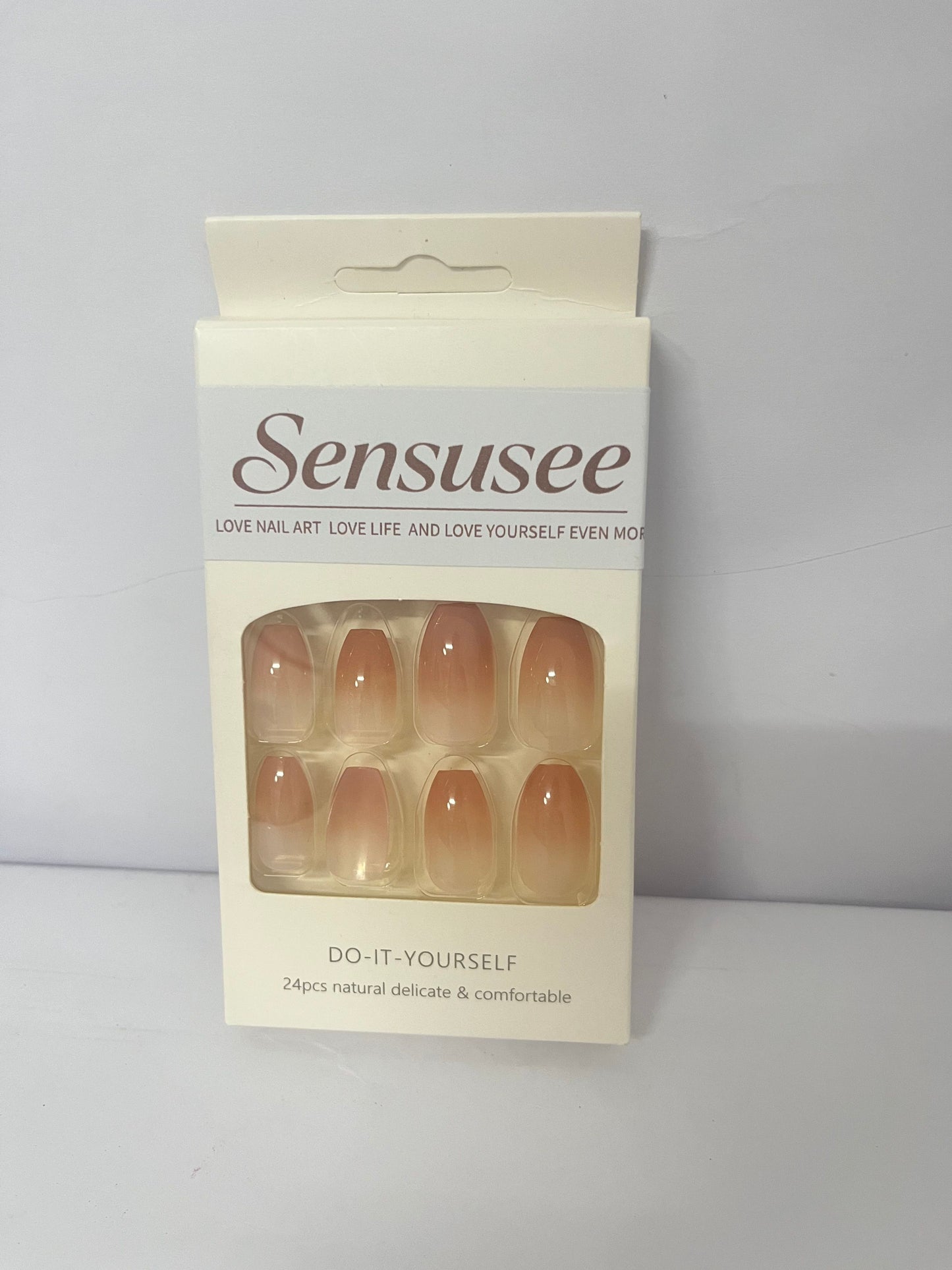 Sensusee Coffin Acrylic Fake Nails Design,Nail glue included,Long Super Bling Press on Nails,Reusable Bling French Acrylic Daily False Nail Kits for Women
