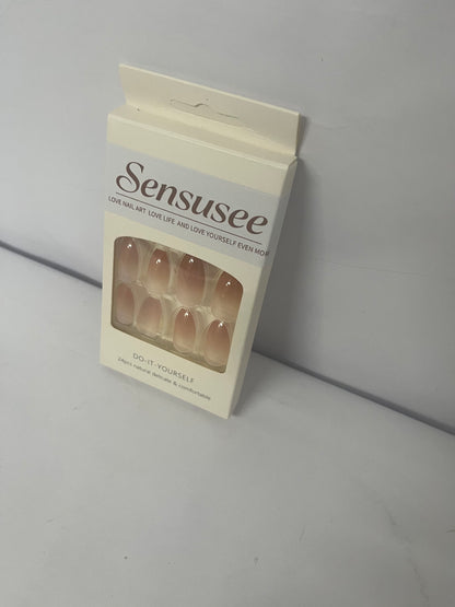 Sensusee Coffin Acrylic Fake Nails Design,Nail glue included,Long Super Bling Press on Nails,Reusable Bling French Acrylic Daily False Nail Kits for Women