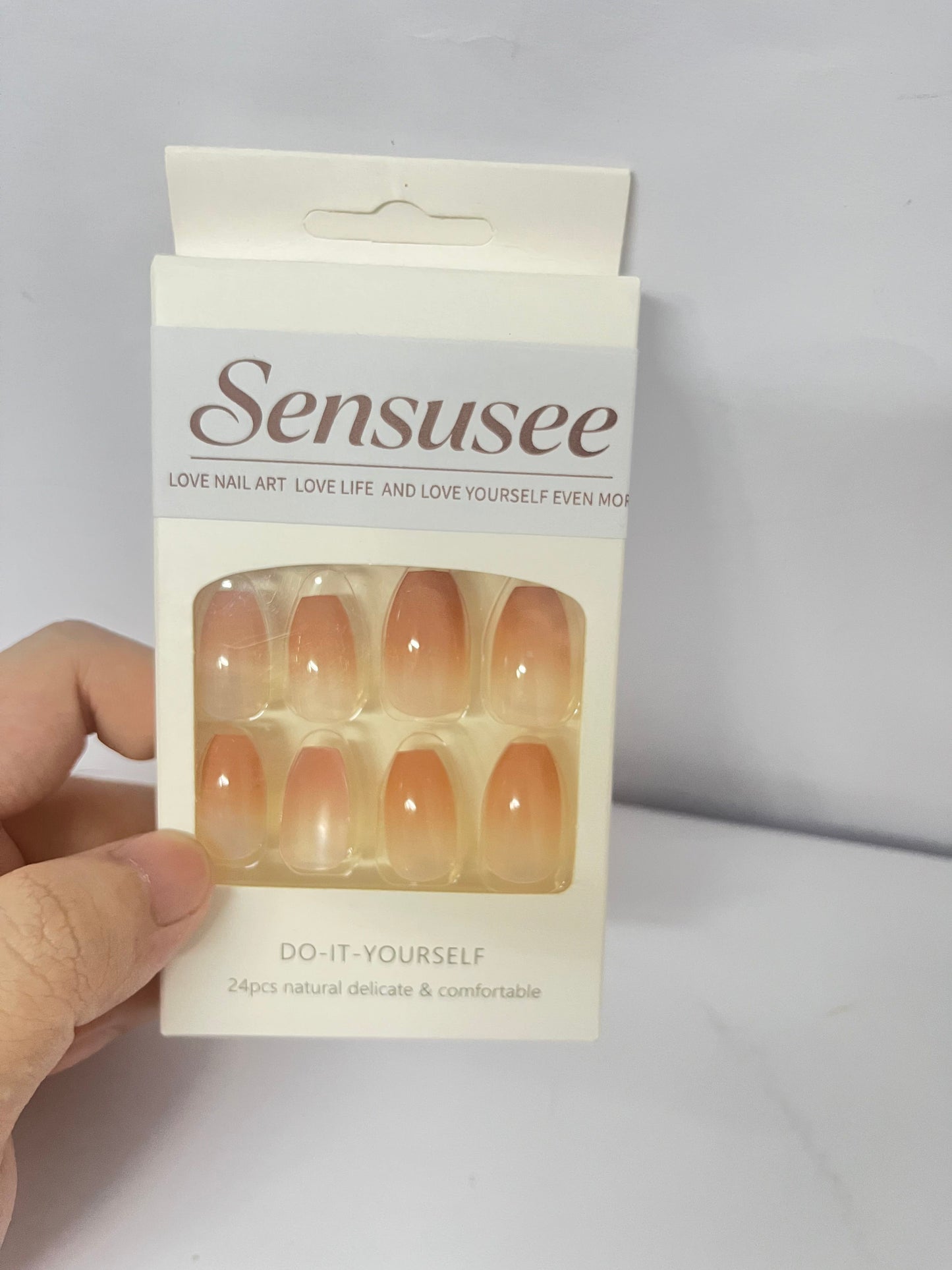 Sensusee Coffin Acrylic Fake Nails Design,Nail glue included,Long Super Bling Press on Nails,Reusable Bling French Acrylic Daily False Nail Kits for Women