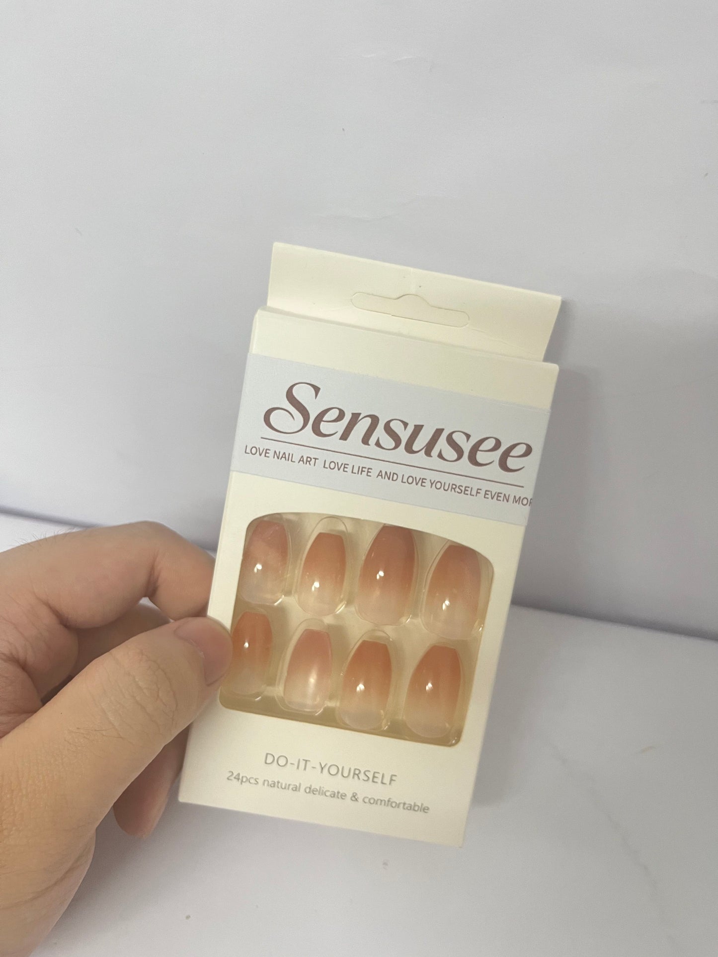 Sensusee Coffin Acrylic Fake Nails Design,Nail glue included,Long Super Bling Press on Nails,Reusable Bling French Acrylic Daily False Nail Kits for Women