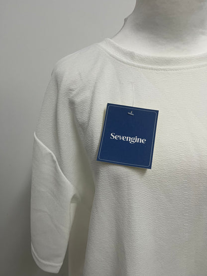 Sevengine White Textured 3/4 Sleeve T-Shirt Dress A Relaxed & Comfortable Essential for Effortless Outfits
