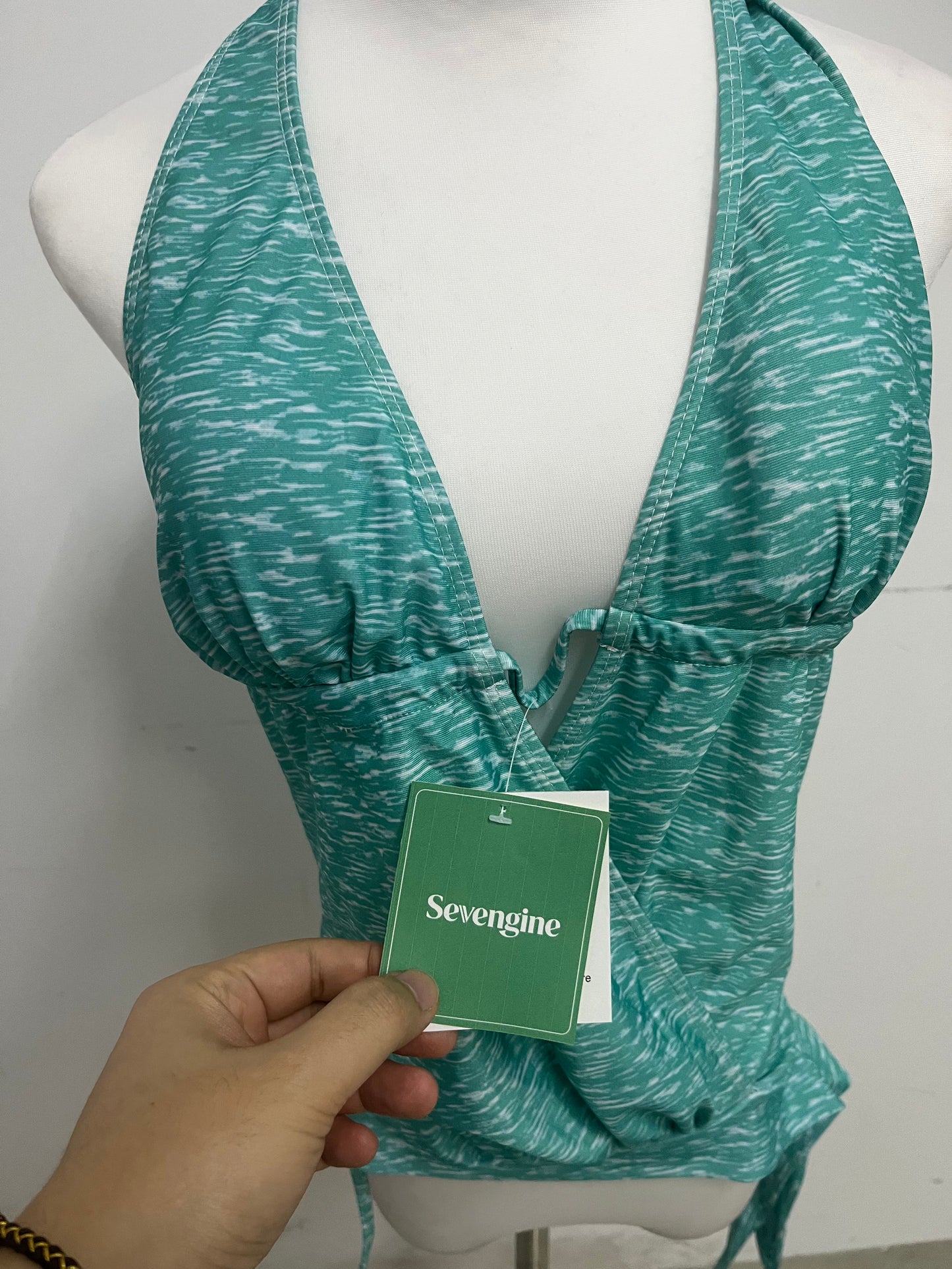 Sevengine Teal Wave Halter Swimsuit A Sexy & Comfortable Essential for Vacation & Water Activities