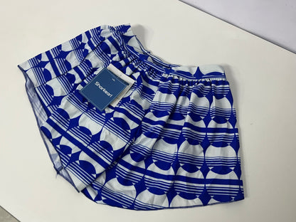 [Sharkearl Swimsuits]——Sharkearl Blue & White Geometric Print Swim Skirt - High-Waisted Tummy Control Beach Skort