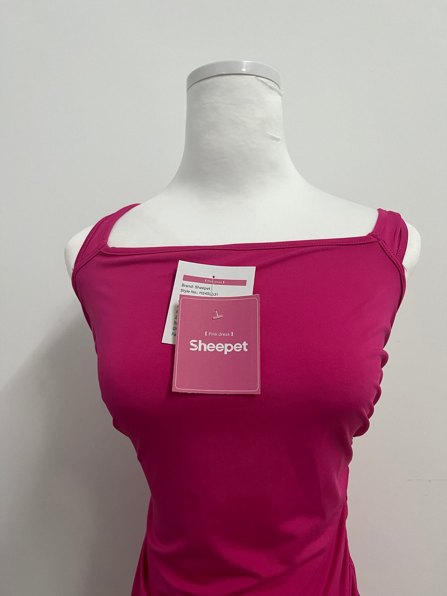 Sheepet Dresses Women's Sleeveless Tank Ruched Casual Knee Length Bodycon Sundress Basic Fitted Dress
