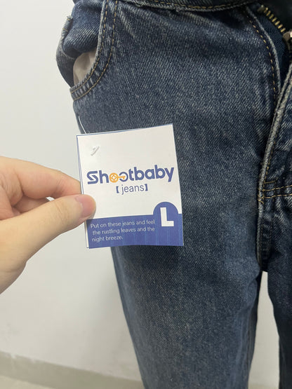 [Shootbaby Jeans]——Shootbaby Vintage Washed Straight-Leg Jeans - Loose-Fit Slimming Wide-Leg Pants