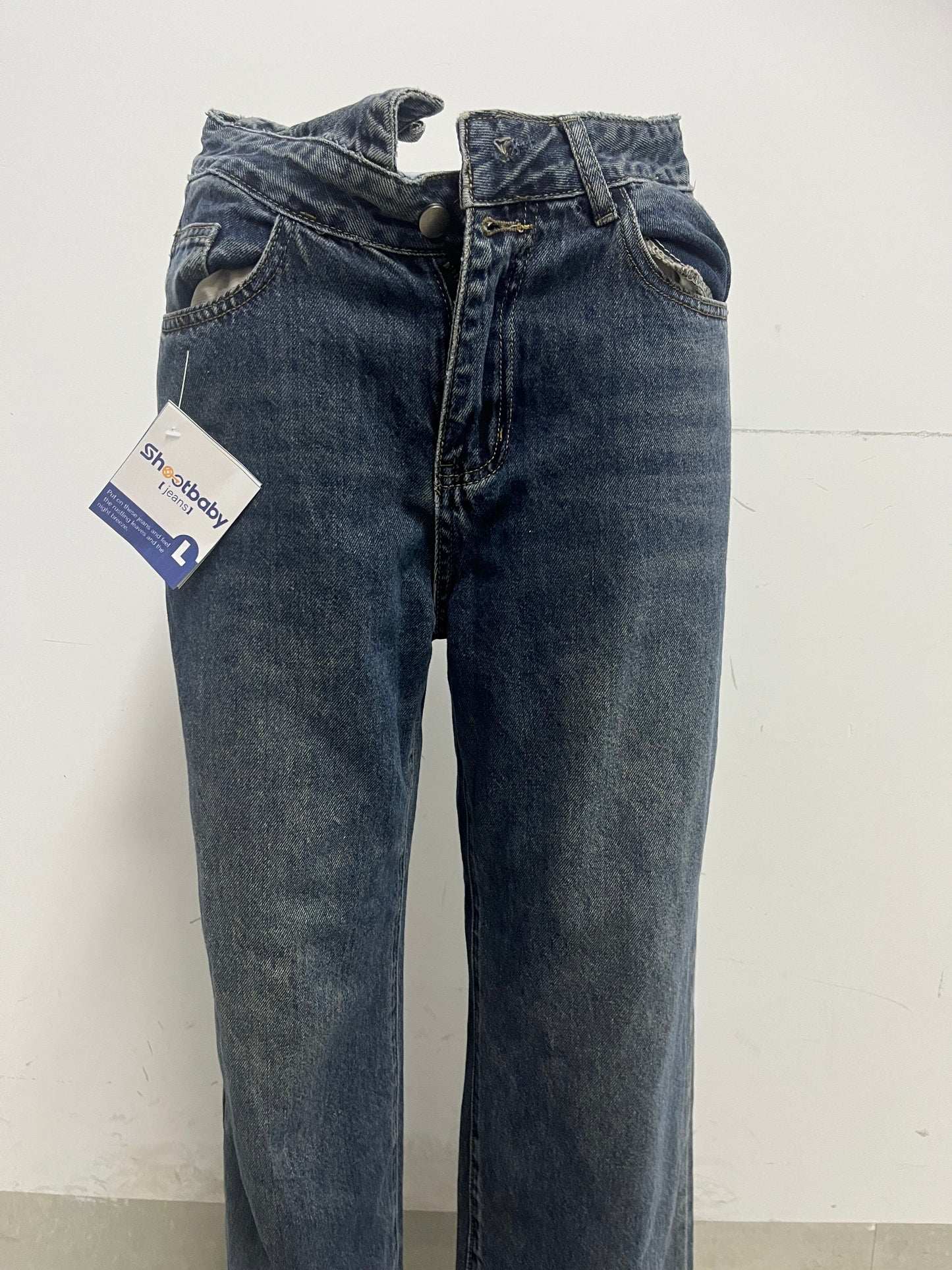 [Shootbaby Jeans]——Shootbaby Vintage Washed Straight-Leg Jeans - Loose-Fit Slimming Wide-Leg Pants