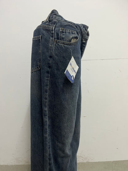 [Shootbaby Jeans]——Shootbaby Vintage Washed Straight-Leg Jeans - Loose-Fit Slimming Wide-Leg Pants