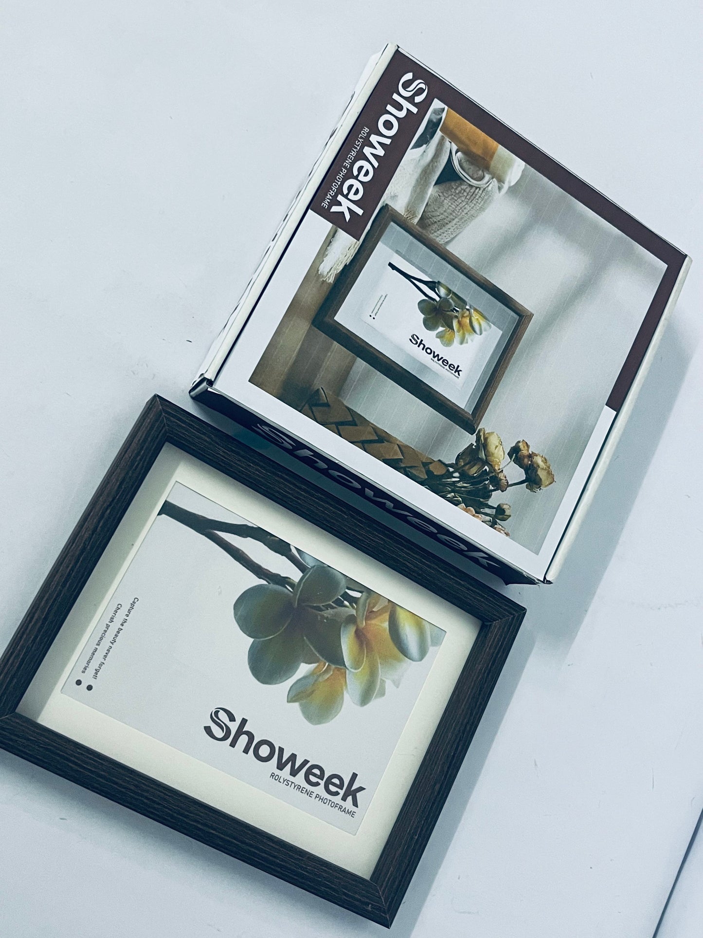 Showeek 5x7 Picture Frame 2 Pack, Natural Wood Grain Black Oak , Display 4x6 Photos with Mat or 5x7 without Mat, Tabletop or Wall Hanging