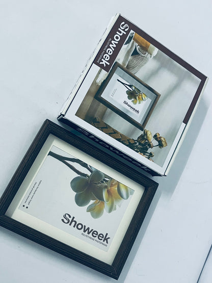 Showeek 5x7 Picture Frame 2 Pack, Natural Wood Grain Black Oak , Display 4x6 Photos with Mat or 5x7 without Mat, Tabletop or Wall Hanging