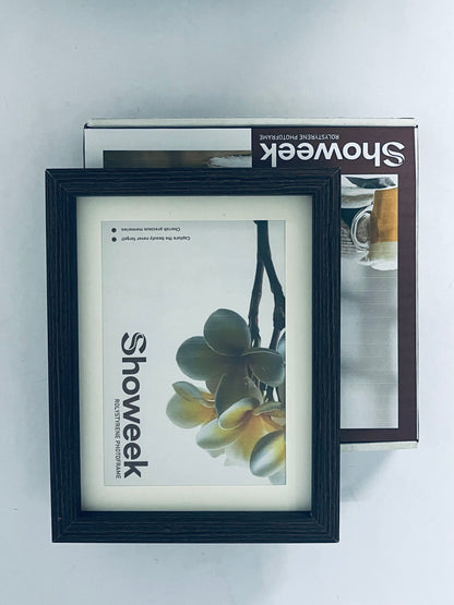 Showeek 5x7 Picture Frame 2 Pack, Natural Wood Grain Black Oak , Display 4x6 Photos with Mat or 5x7 without Mat, Tabletop or Wall Hanging