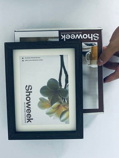 Showeek 5x7 Picture Frame 2 Pack, Natural Wood Grain Black Oak , Display 4x6 Photos with Mat or 5x7 without Mat, Tabletop or Wall Hanging