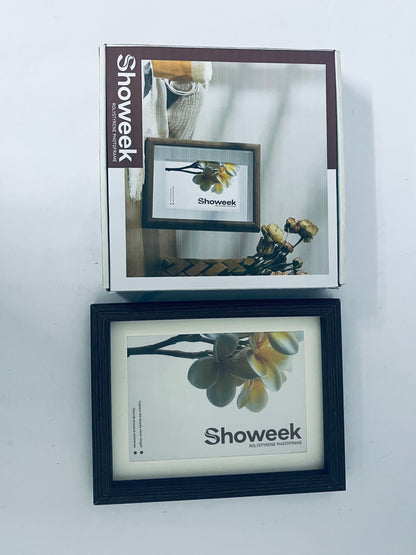 Showeek 5x7 Picture Frame 2 Pack, Natural Wood Grain Black Oak , Display 4x6 Photos with Mat or 5x7 without Mat, Tabletop or Wall Hanging
