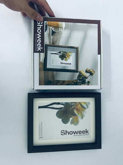 Showeek 5x7 Picture Frame 2 Pack, Natural Wood Grain Black Oak , Display 4x6 Photos with Mat or 5x7 without Mat, Tabletop or Wall Hanging