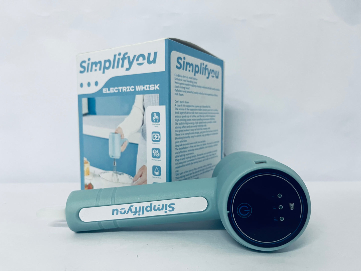 Simplifyou Rechargeable Electric Egg Beater Whisk, Stainless Steel, Standable Design