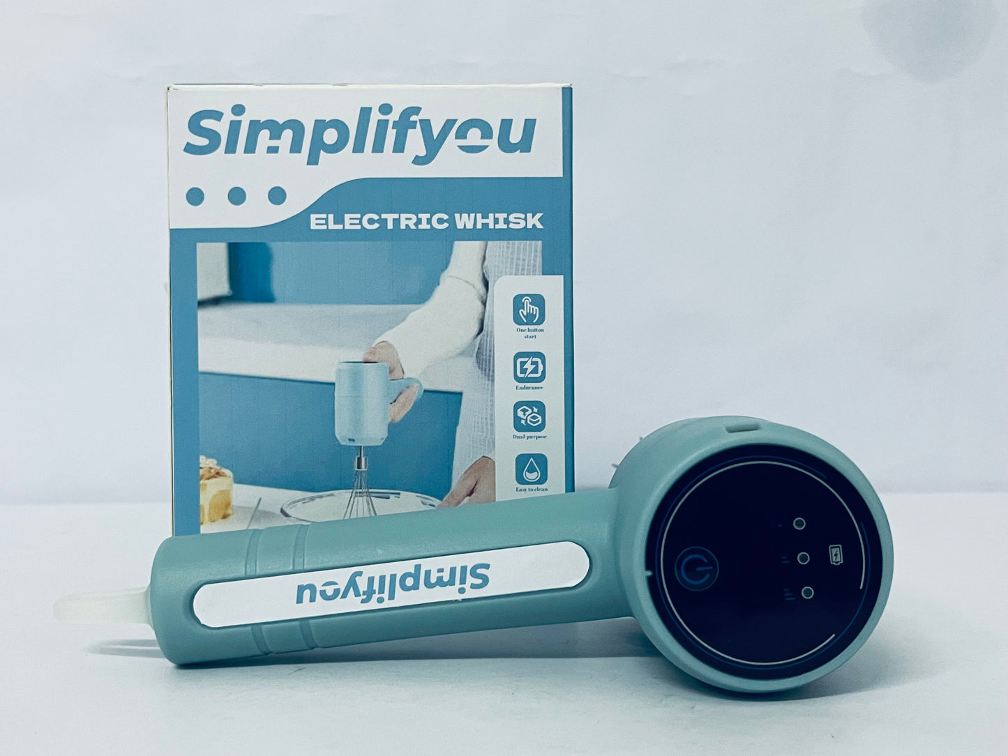 Simplifyou Rechargeable Electric Egg Beater Whisk, Stainless Steel, Standable Design