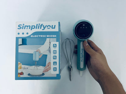 Simplifyou Rechargeable Electric Egg Beater Whisk, Stainless Steel, Standable Design