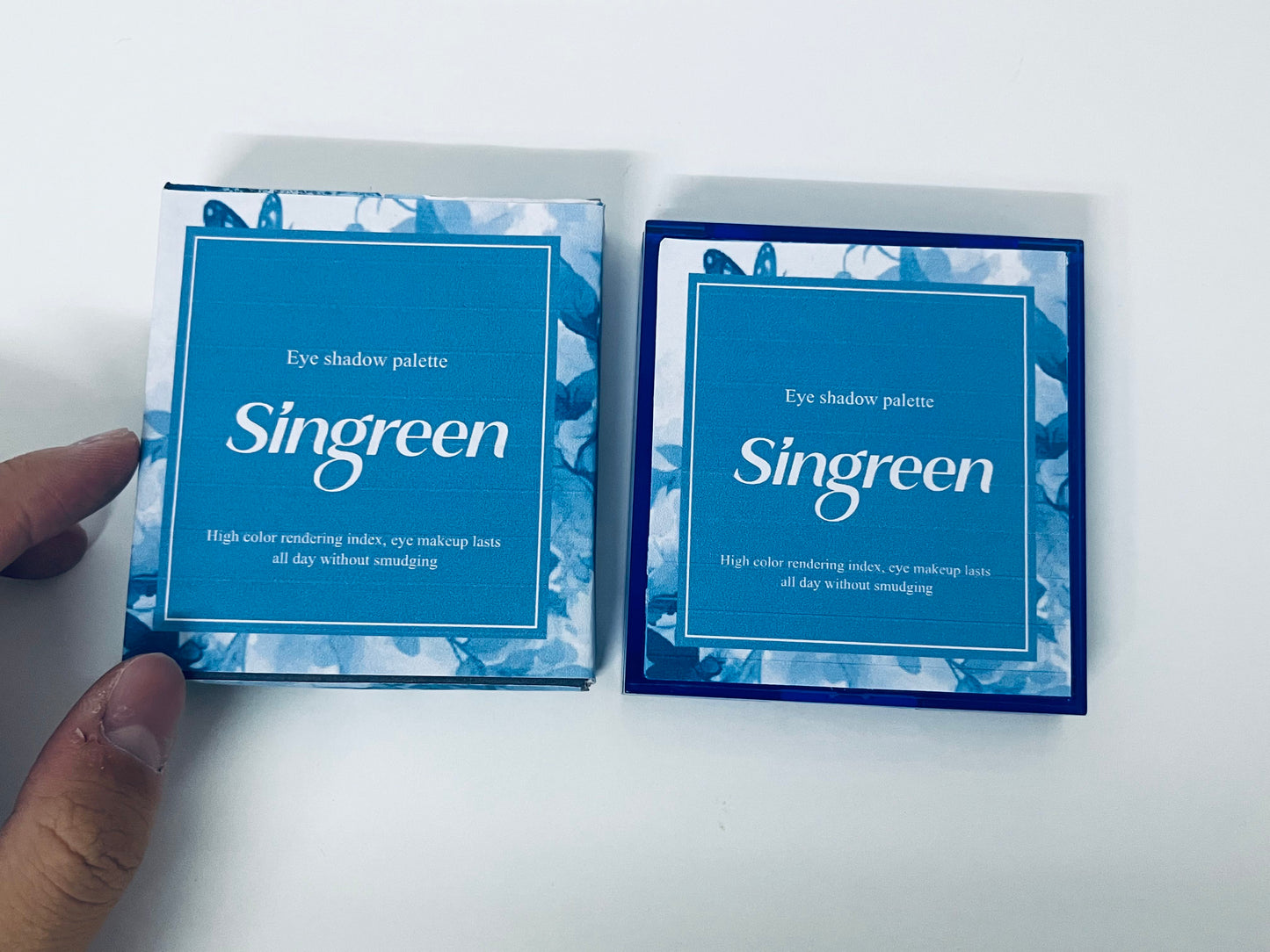 Singreen Deep Sea Blue Tone 9-Color Eyeshadow Palette - High Pigment Waterproof Glitter Eyeshadow