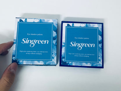 Singreen Deep Sea Blue Tone 9-Color Eyeshadow Palette - High Pigment Waterproof Glitter Eyeshadow