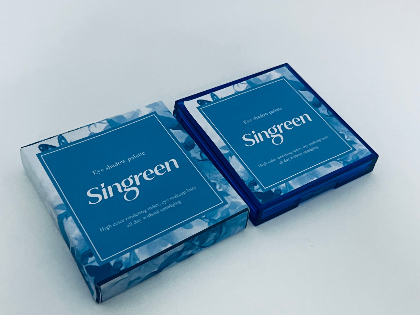 Singreen Deep Sea Blue Tone 9-Color Eyeshadow Palette - High Pigment Waterproof Glitter Eyeshadow