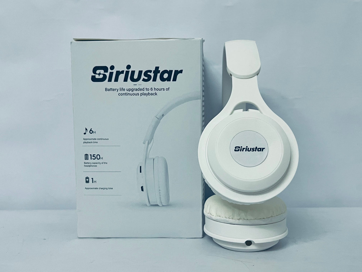 Siriustar Wireless Bluetooth On-Ear Headphones, Apple & Android Compatible, Up to 50 Hours of Battery Life - Matte White