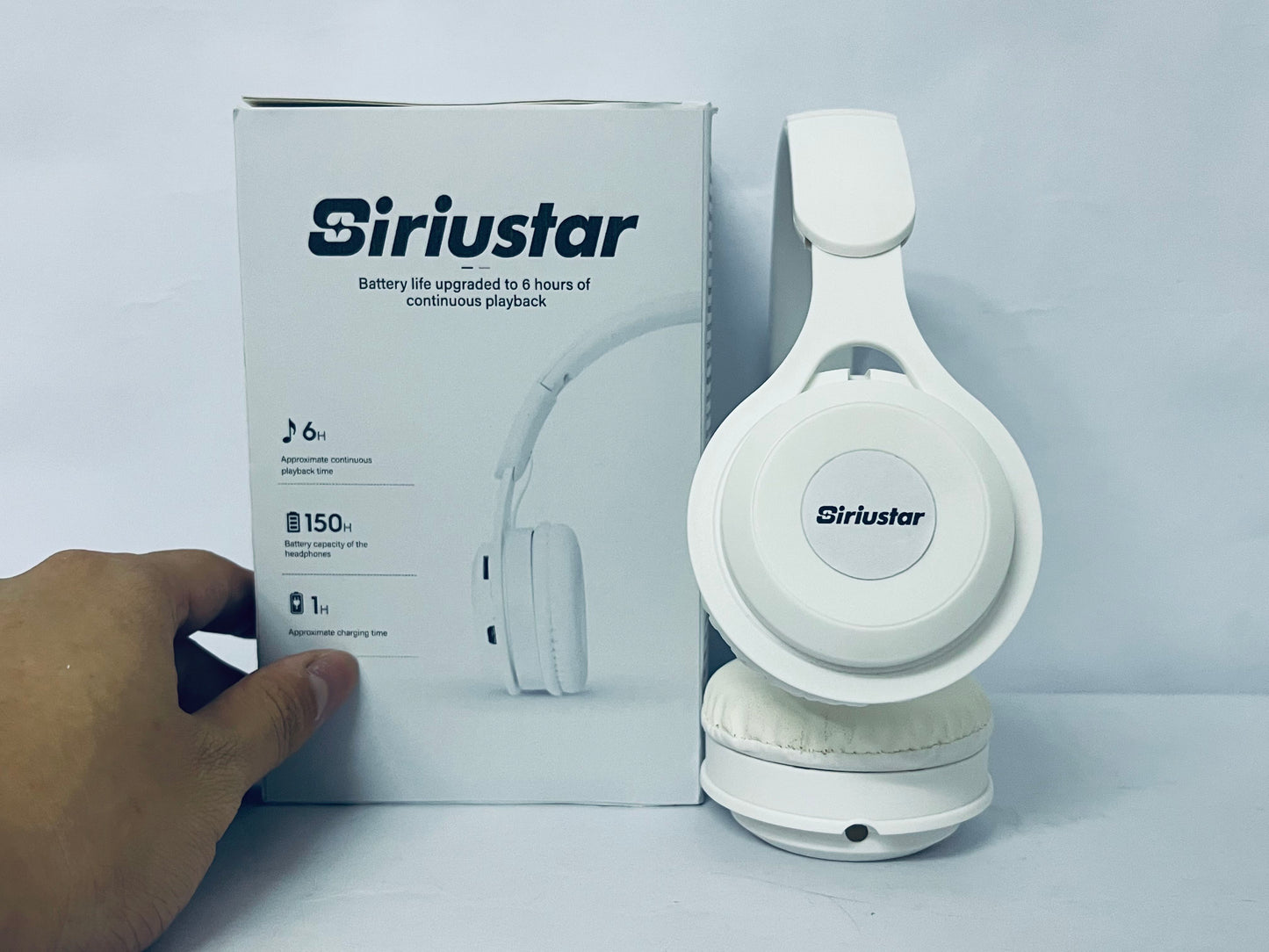 Siriustar Wireless Bluetooth On-Ear Headphones, Apple & Android Compatible, Up to 50 Hours of Battery Life - Matte White