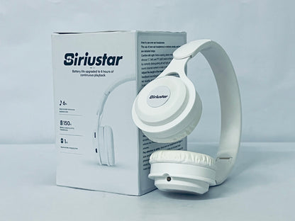 Siriustar Wireless Bluetooth On-Ear Headphones, Apple & Android Compatible, Up to 50 Hours of Battery Life - Matte White
