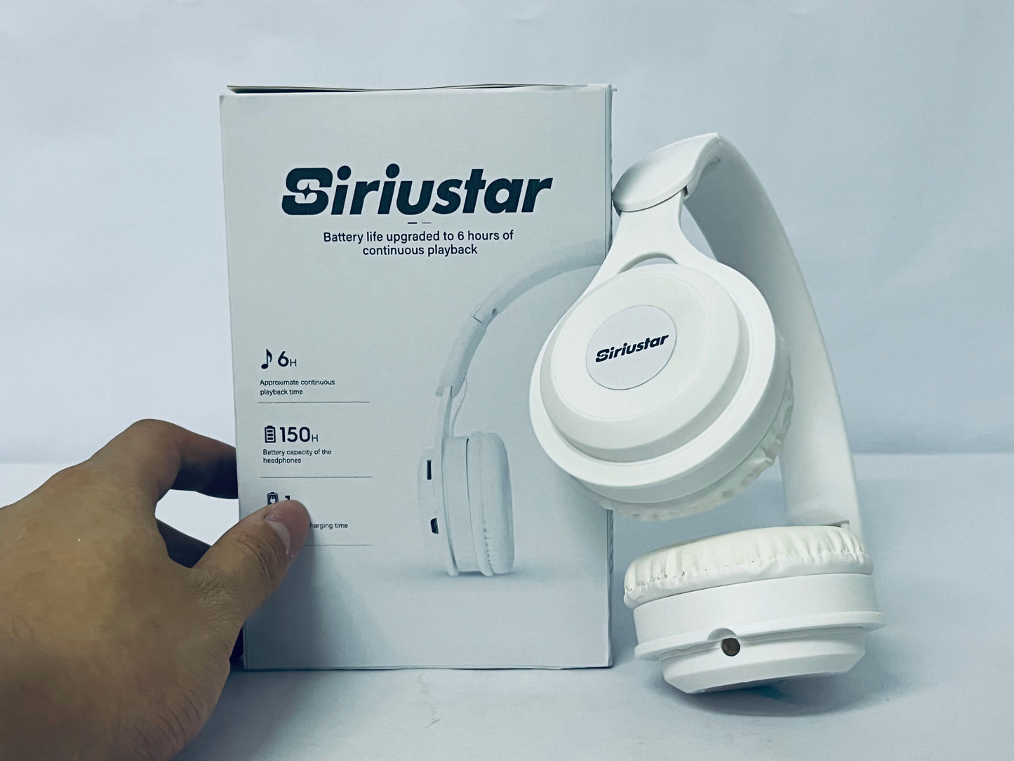 Siriustar Wireless Bluetooth On-Ear Headphones, Apple & Android Compatible, Up to 50 Hours of Battery Life - Matte White