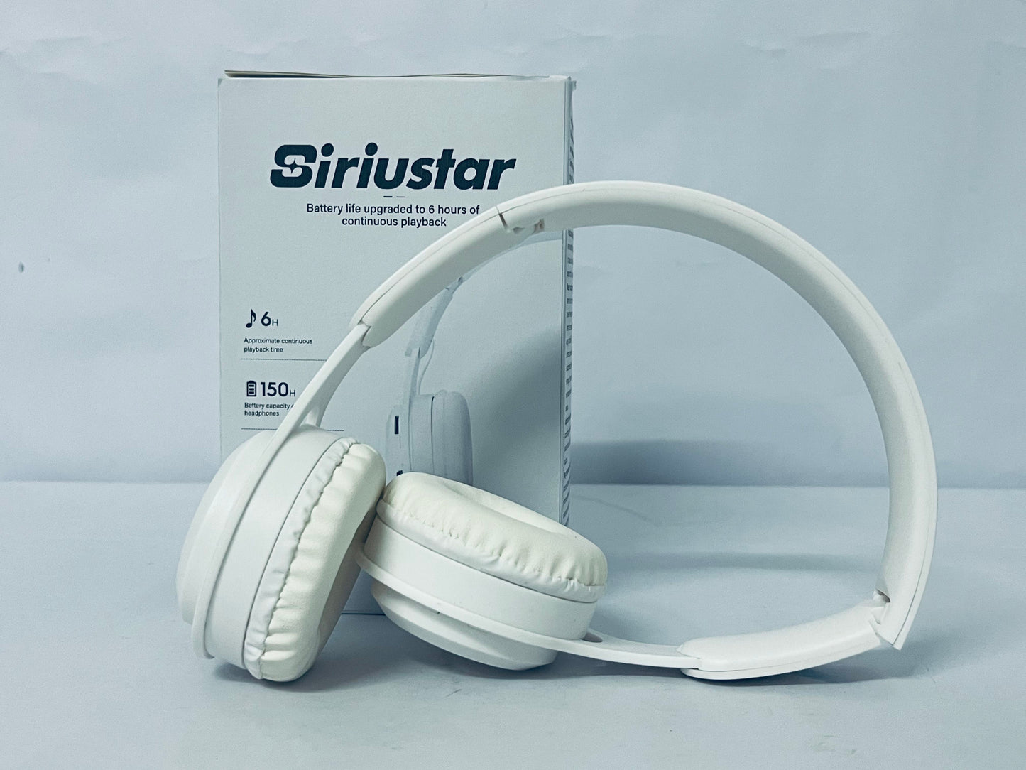 Siriustar Wireless Bluetooth On-Ear Headphones, Apple & Android Compatible, Up to 50 Hours of Battery Life - Matte White