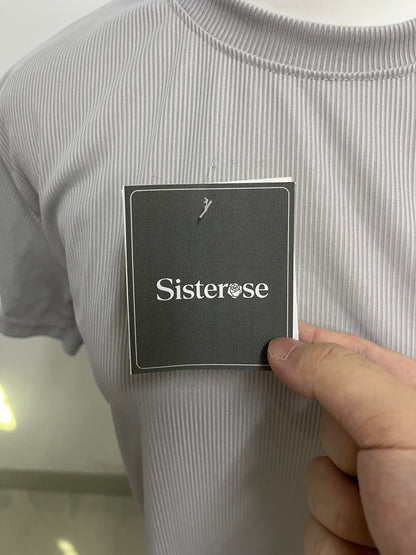 Sisterose T-Shirt - Gray Ribbed for Casual Modern Style