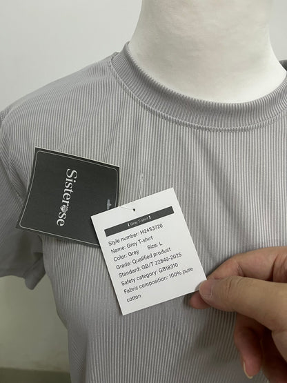 Sisterose T-Shirt - Gray Ribbed for Casual Modern Style